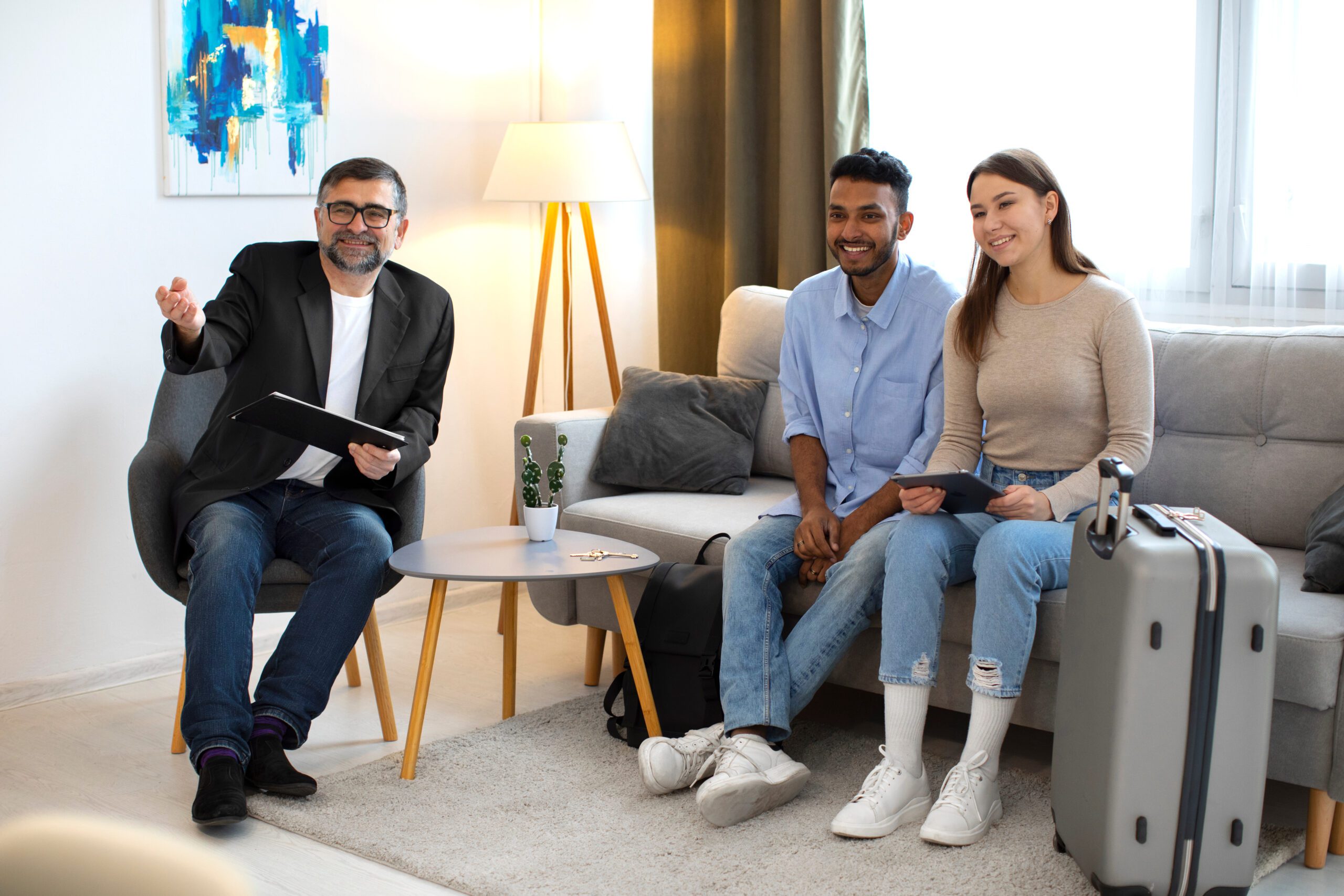 a group of people sitting on a couch